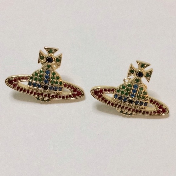 Sold out VW colorful crystal stud earrings - Picture 2 of 6